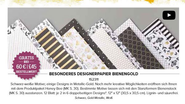 Designerpapier Bienengold